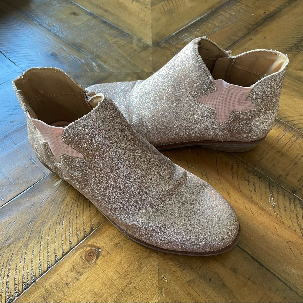 Hanna Andersson Krista Star Sparkle Glitter Ankle Bootie Size 5 Pink
